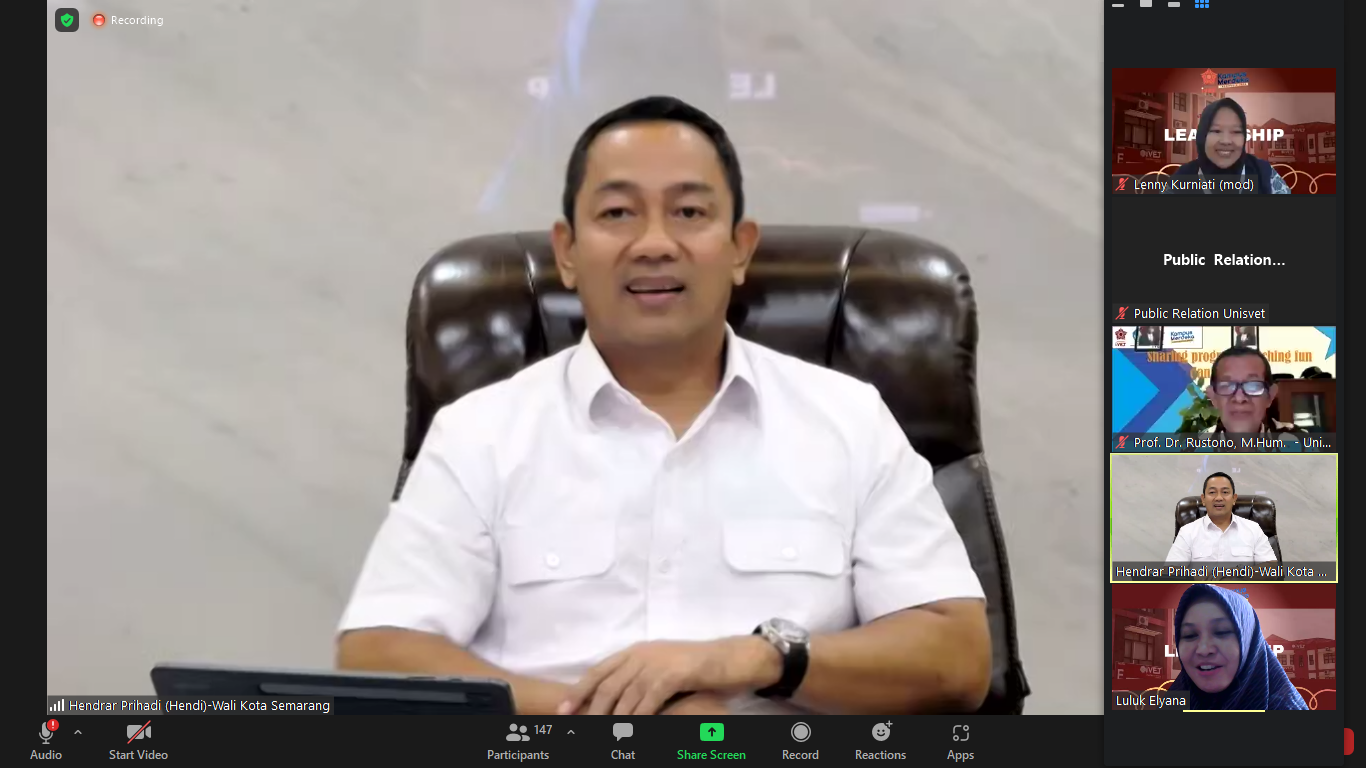 Universitas Ivet Hadirkan Walikota Semarang Dalam Kuliah Kepemimpinan