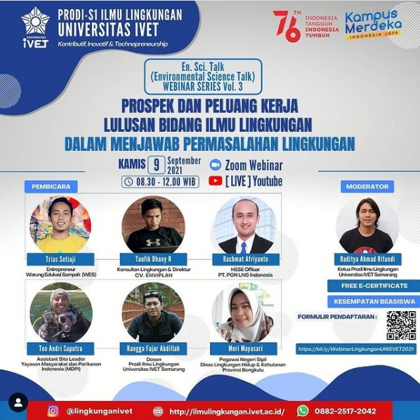 Program Studi Ilmu Lingkungan Universitas Ivet Gelar Webinar Series Ke 3